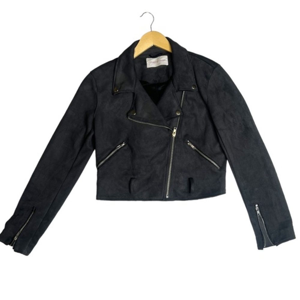 Mustard Seed Gray Faux Suede‎ Moto Jacket Size Medium